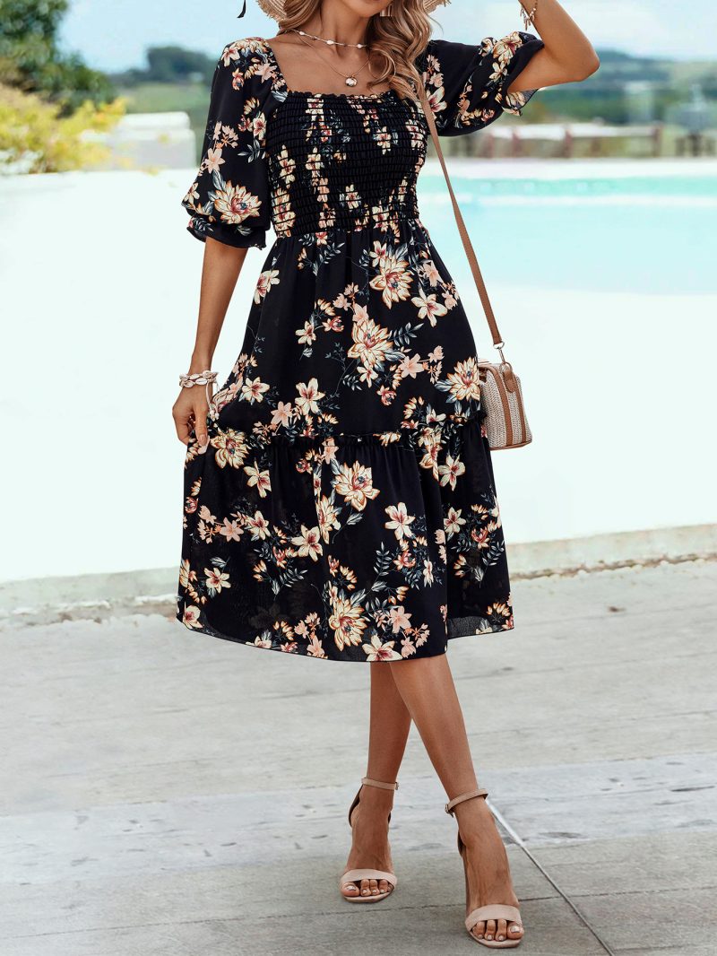 Casual Printed Short Sleeve Summer Dress - Image 3