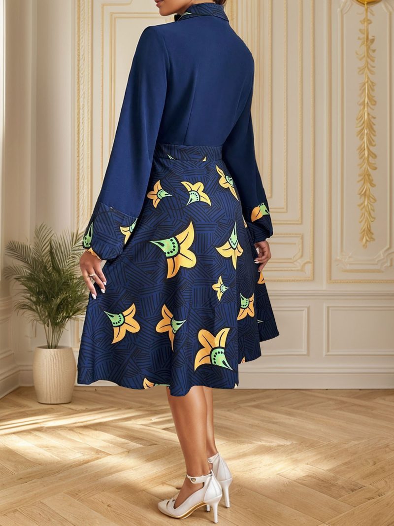 Women's Autumn Winter Printed Cardigan Shirt Dress - Image 4