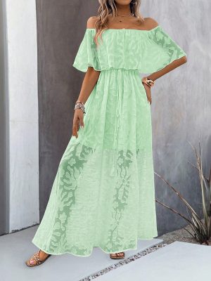 Off Shoulder High Waist Spring Summer Dress