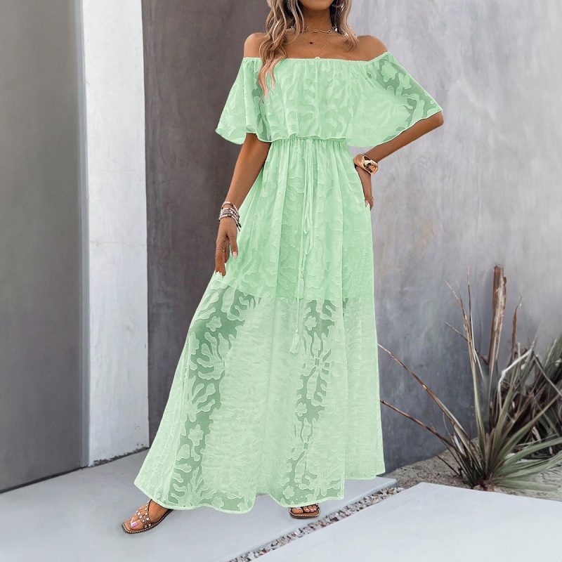 Off Shoulder High Waist Spring Summer Dress