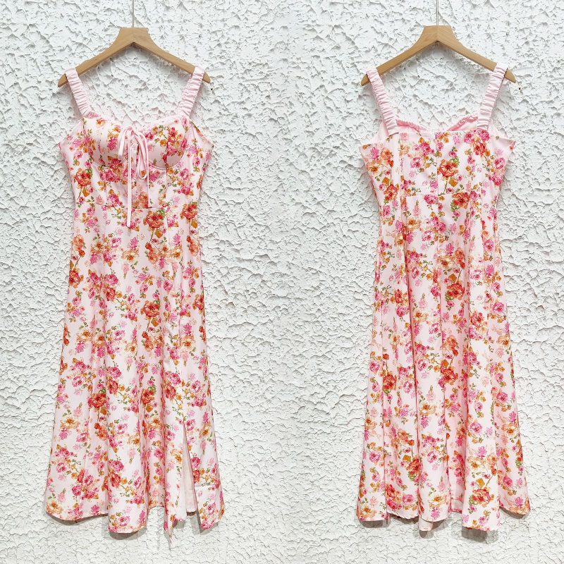 Chic Floral Backless Slit Cami Dress - Image 4
