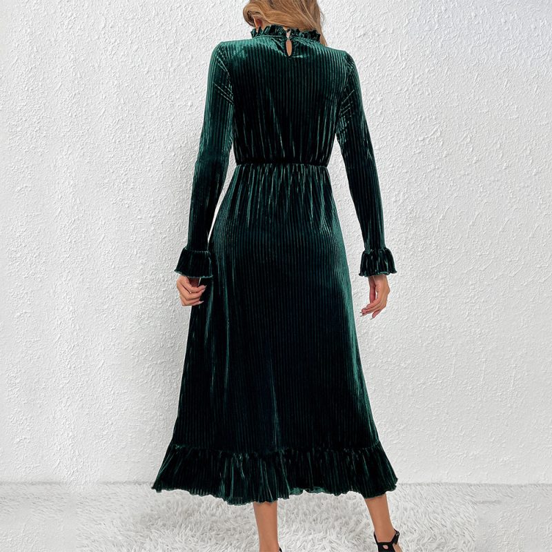 Elegant Velvet Slim Fit Party Swing Dress - Image 2