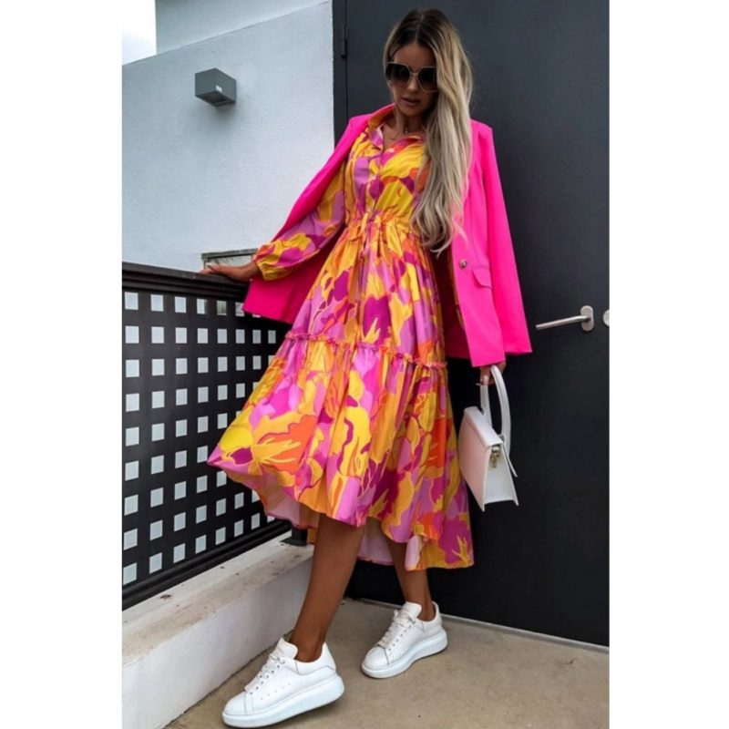 Loose Fit Printed Long Sleeve Women’s Dress - Image 4