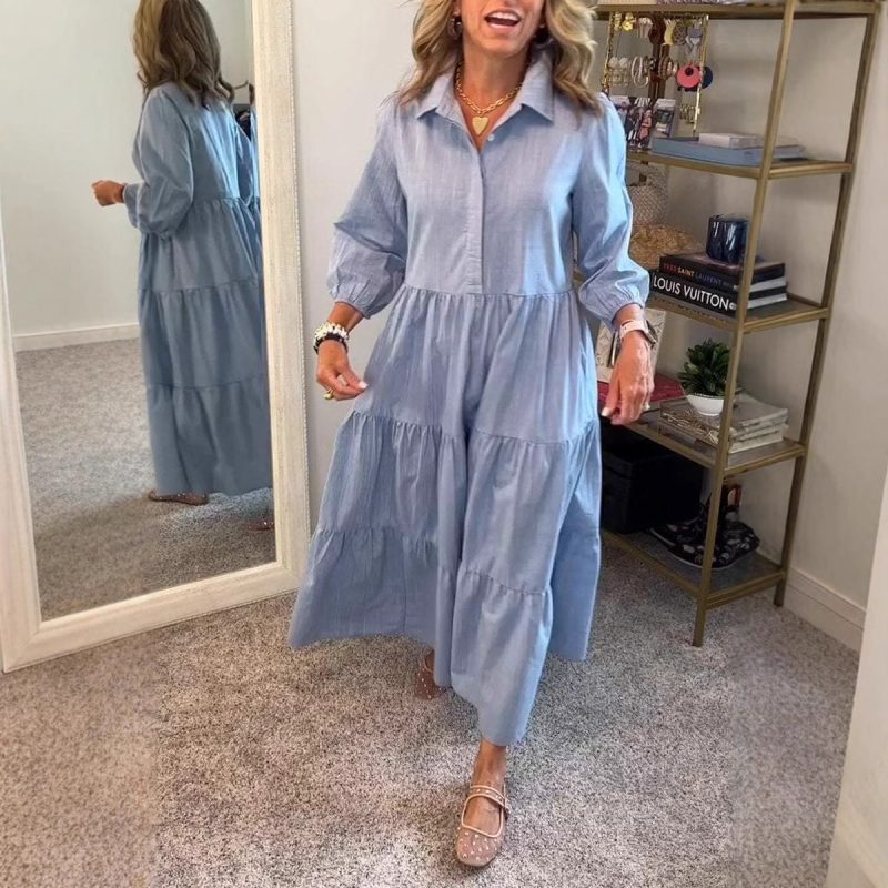 Women’s Polo Collar Shirt Dress for Winter