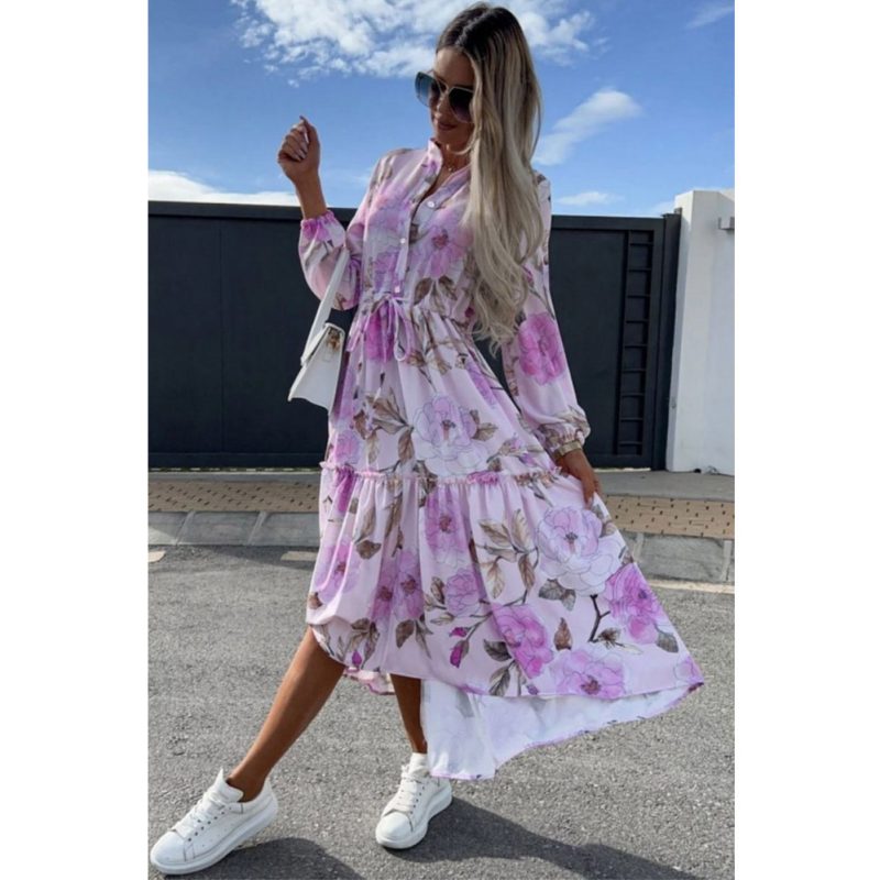 Loose Fit Printed Long Sleeve Women’s Dress - Image 3