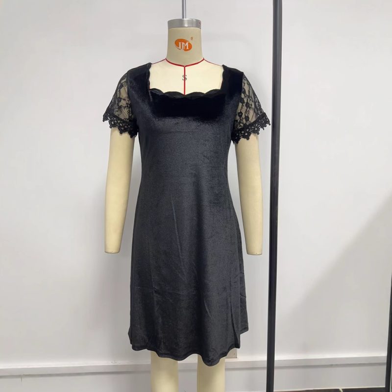 Winter Lace Short Sleeve Slim Fit Dress - Image 2