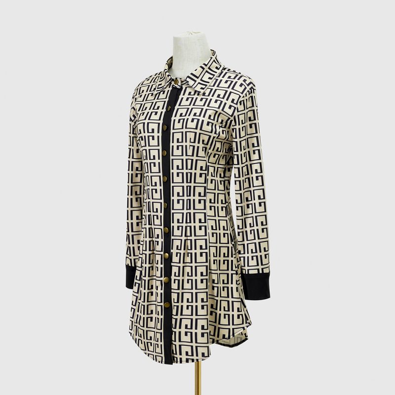 Long Sleeve Button Front Autumn Winter Dress - Image 4