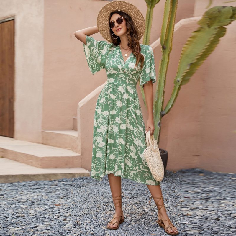 Beach Party Bohemian Dress with Printed Style