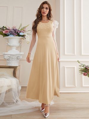 Autumn Mesh Dress for Birthday Party Gathering