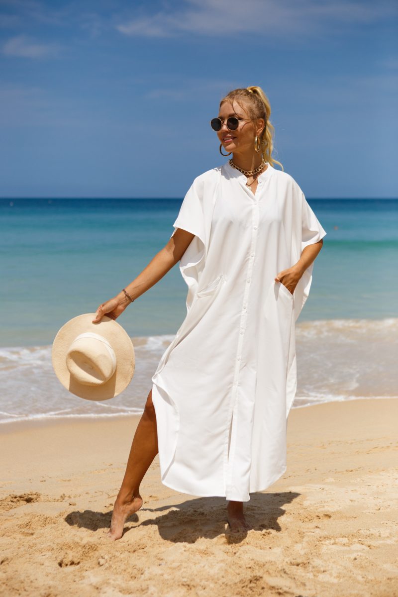 Cotton Maxi Beach Cover-Up Shirt Cardigan - Image 4