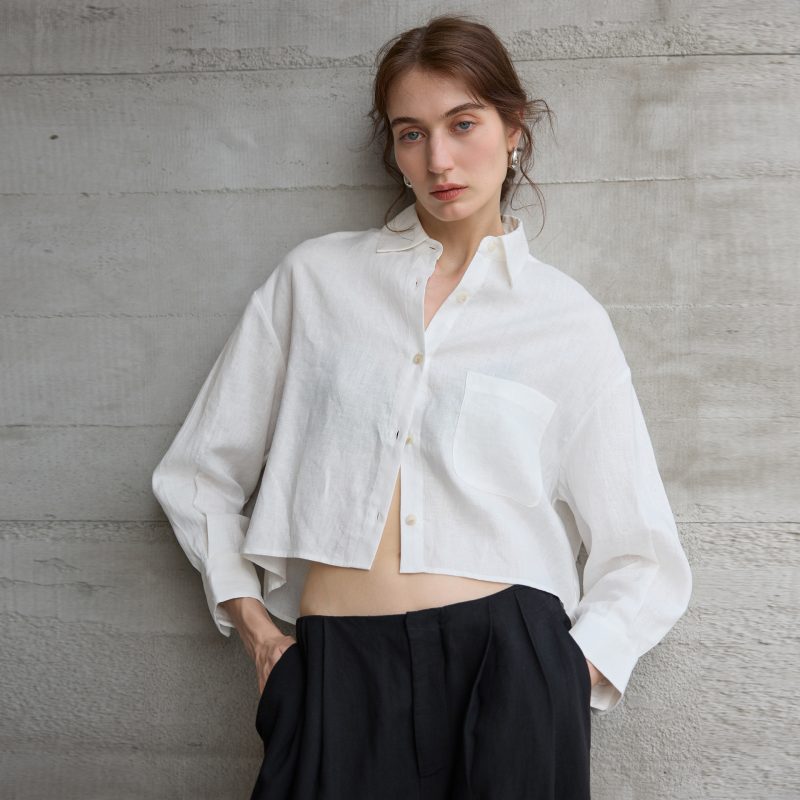 Women’s Linen Short Shirt Summer Office Wear - Image 3
