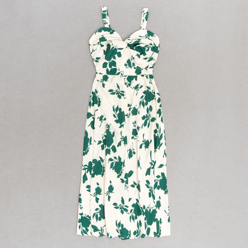 Summer Vintage Floral Halter Pleated Dress Women - Image 3