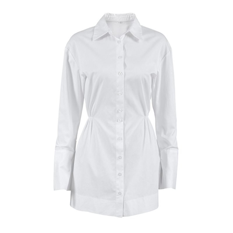A-Line Long Sleeve Polo Shirt Dress Women - Image 4