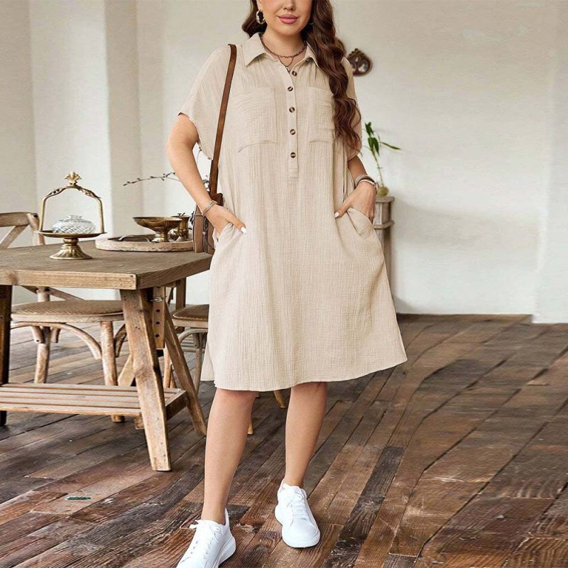 Loose Fit Turn Down Collar Shirt Dress - Image 3