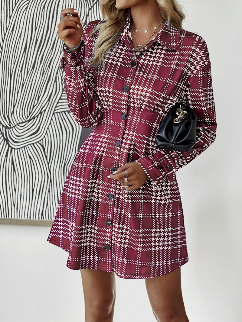 Elegant Spring Autumn Button Shirt Dress - Image 4