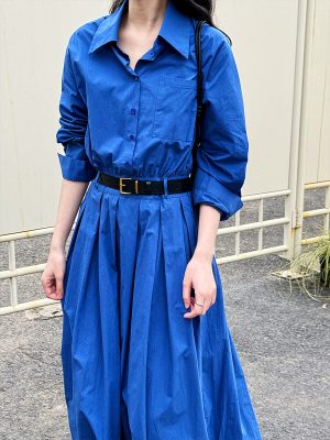 Women’s Cinched Waist Polo Shirt Maxi Dress