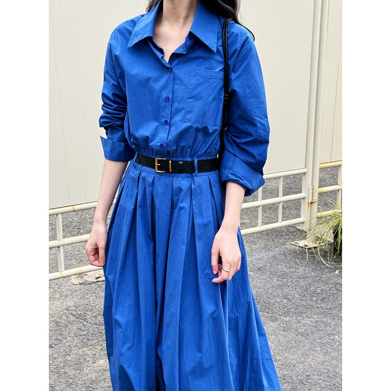 Women’s Cinched Waist Polo Shirt Maxi Dress