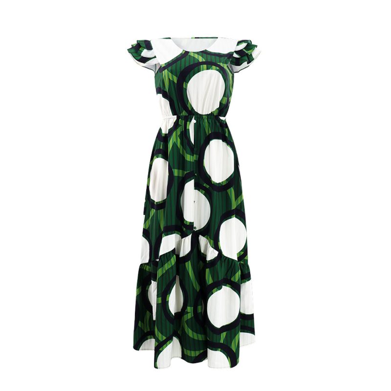 Elegant Round Neck Office Dress with Stitching - Image 2