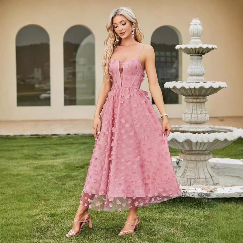 Elegant Tulle Cutout Strappy Backless Dress - Image 2