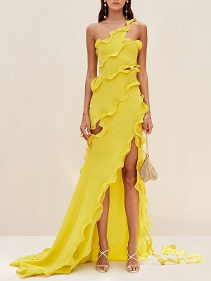 Elegant One Shoulder Slit Formal Mop Dress