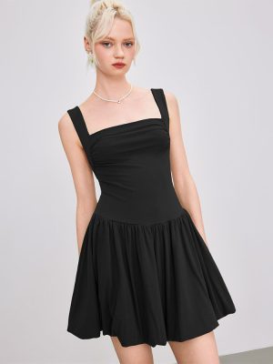 French Hepburn Wide Strap Summer Vest Dress