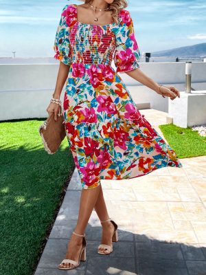 Casual Printed Short Sleeve Summer Dress