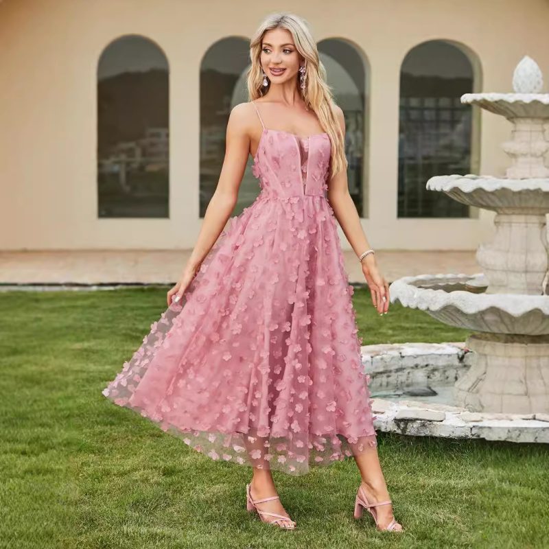 Elegant Tulle Cutout Strappy Backless Dress - Image 3