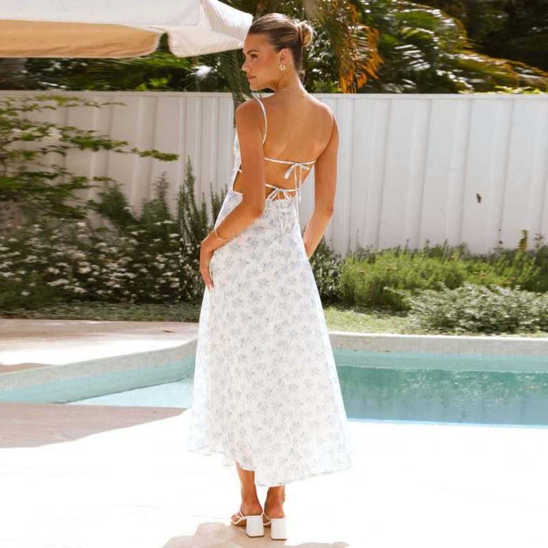 Floral Strap Backless Vacation Dress Women - Image 2