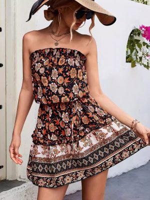 Bohemian Floral Smocked Tube Top Dress