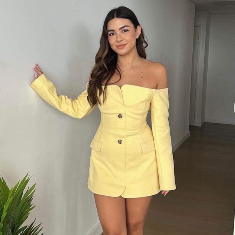 Backless Tube Top Long Sleeve Bodycon Dress
