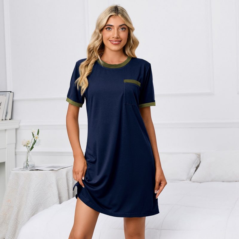 Cozy Loose Fit Round Neck Sleep Dress