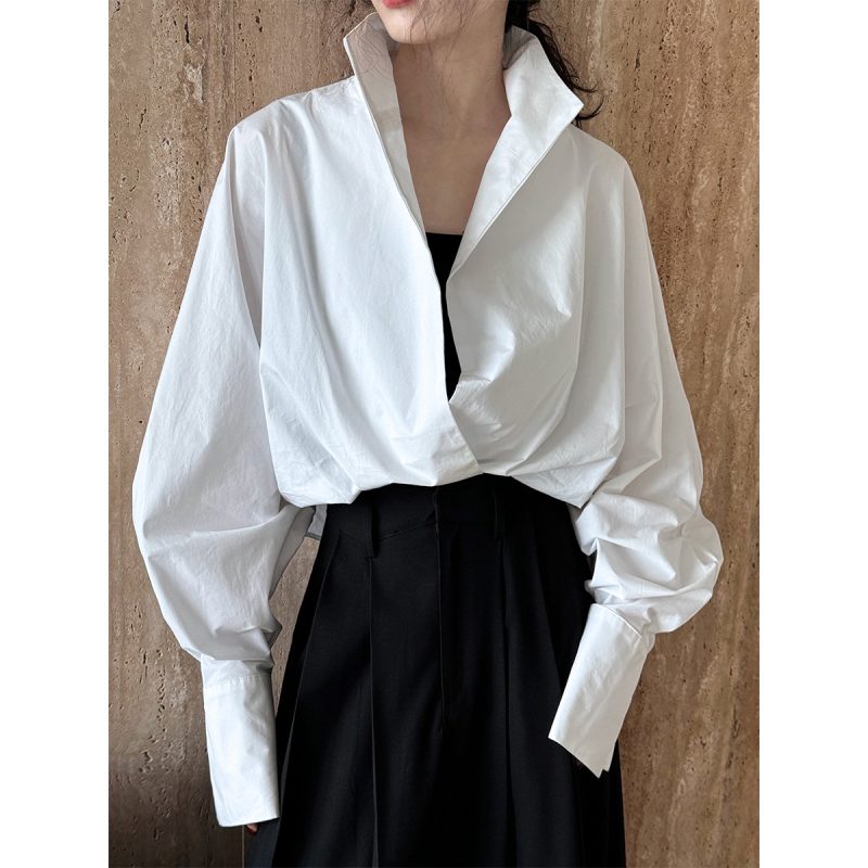 Commuter Style Elegant V-Neck Shirt Blouse