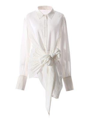 Lace-Up Long Sleeve Spring Shirt for Women