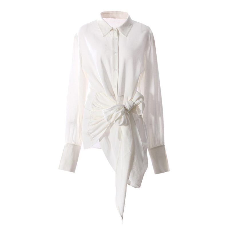 Lace-Up Long Sleeve Spring Shirt for Women