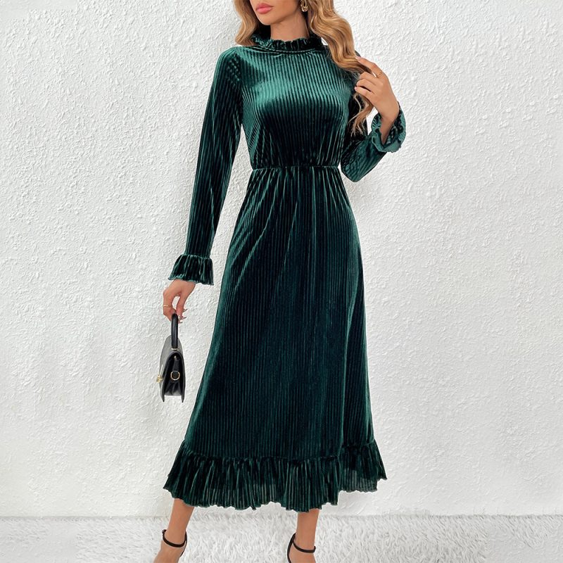 Elegant Velvet Slim Fit Party Swing Dress - Image 4