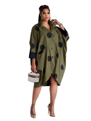 Casual Nine Quarter Sleeve Shirt Dress Women