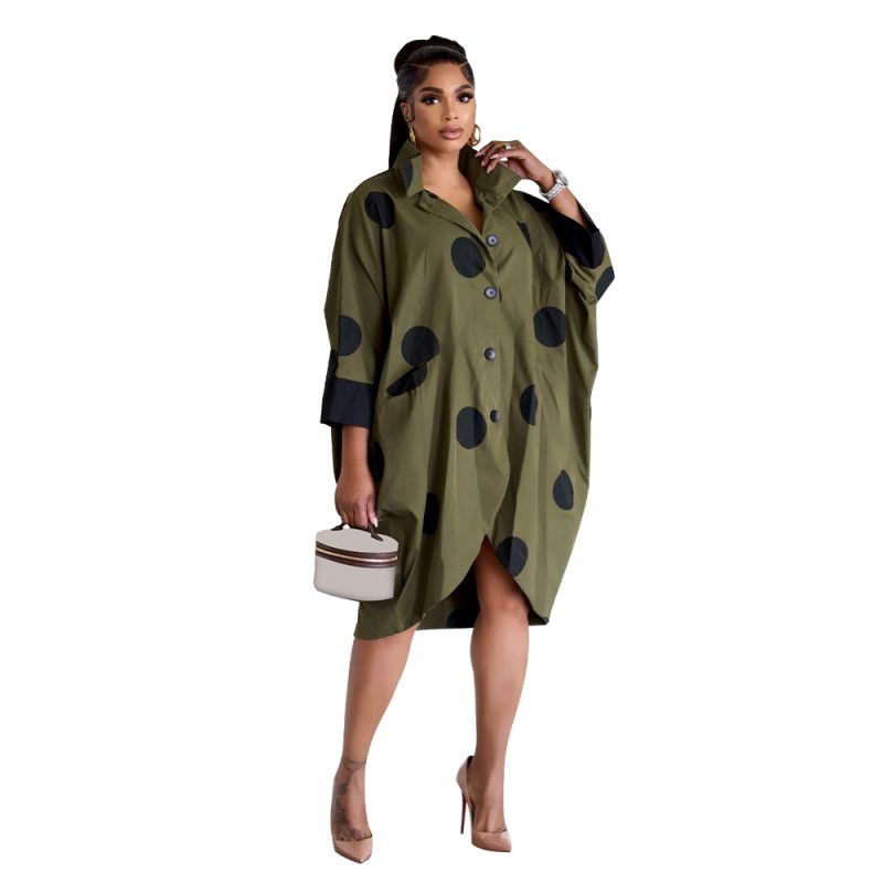Casual Nine Quarter Sleeve Shirt Dress Women