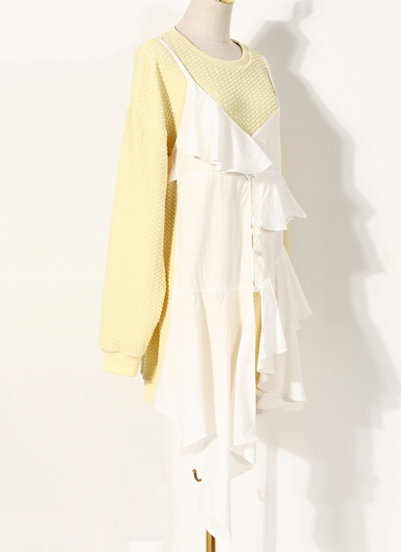 Asymmetric Ruffle Spaghetti Strap T-Shirt Dress - Image 4