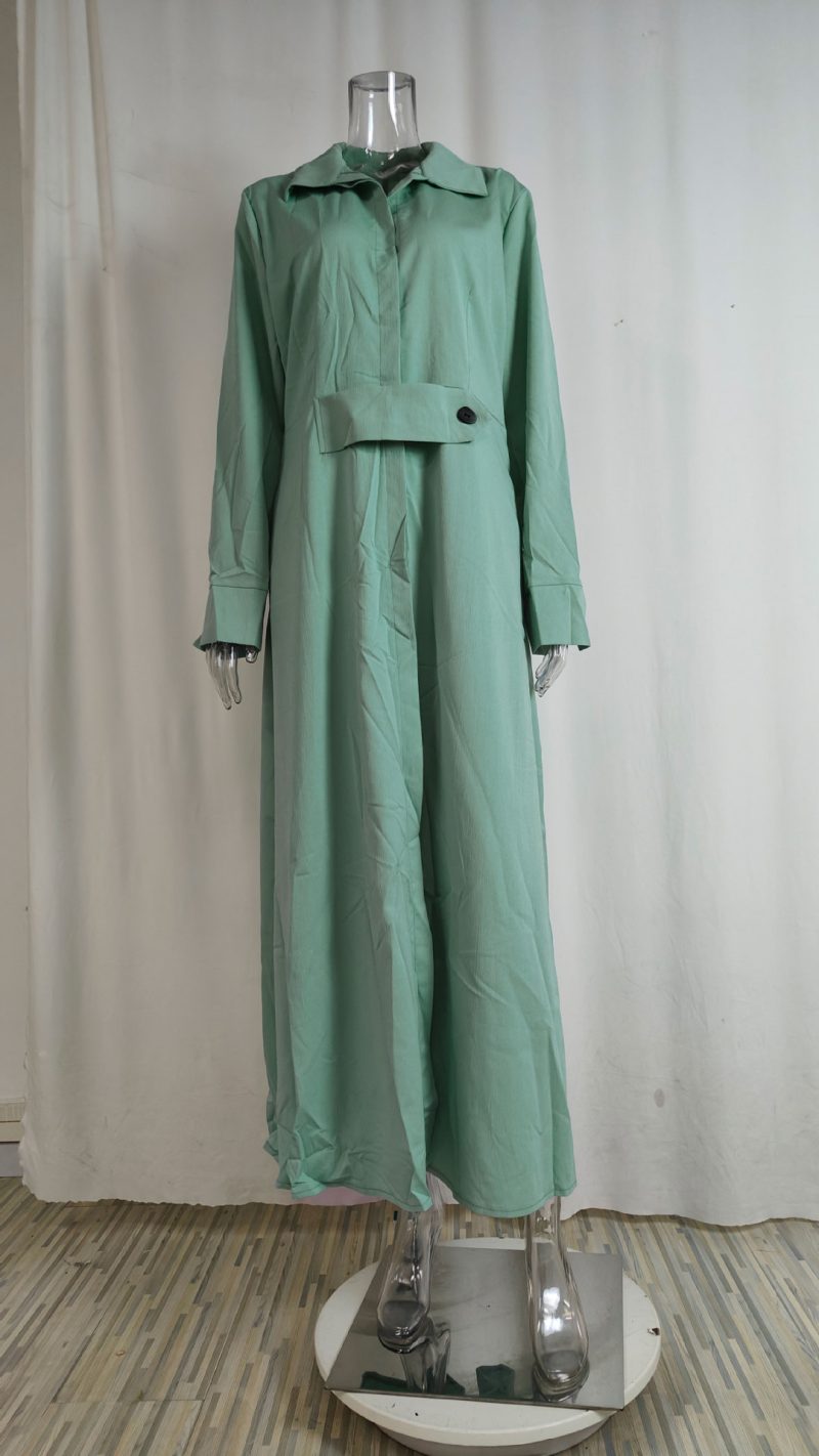 Autumn Asymmetric Shirt Dress with Lace Up - Image 4