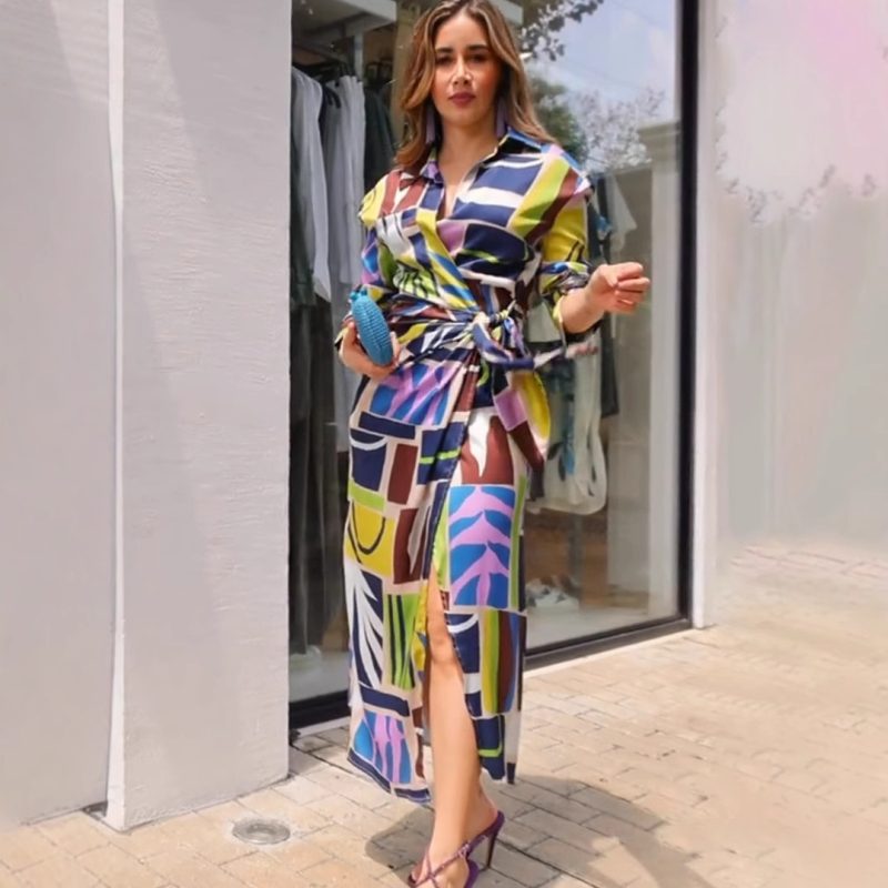 Women’s Autumn Printed Long Sleeve Maxi Dress