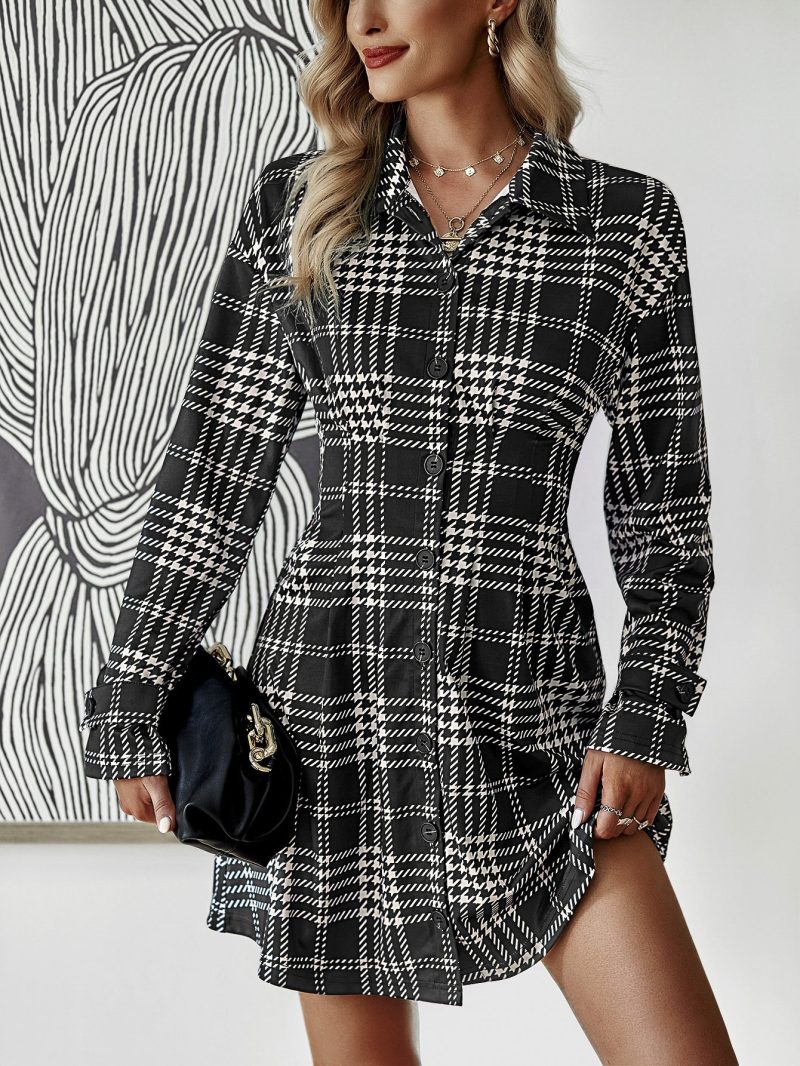 Elegant Spring Autumn Button Shirt Dress - Image 3