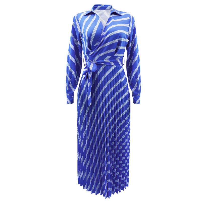 Long Sleeve Casual Striped Maxi Dress Women - Image 4
