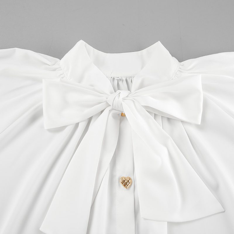 Women's White Satin Long Sleeve Casual Dress - Image 4