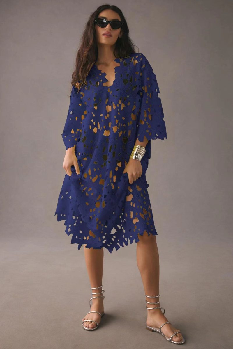 Lace Trim Loose Casual Beach Vacation Blouse - Image 2