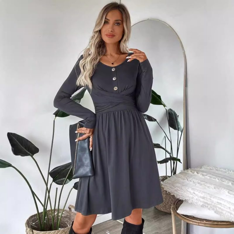 Sleek Mid-Length Dress for Office Seasons - Image 2