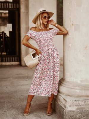 Off Shoulder Cinched Waist Summer Tube Dress