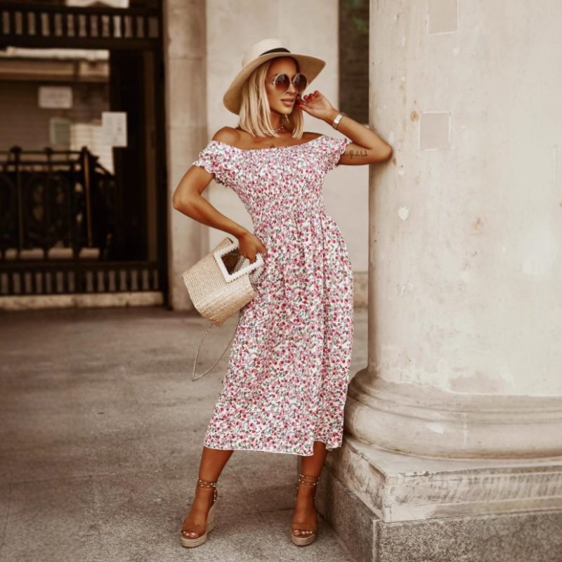 Off Shoulder Cinched Waist Summer Tube Dress