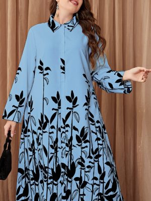 Colorful Retro Floral Collared Shirt Jumpsuit