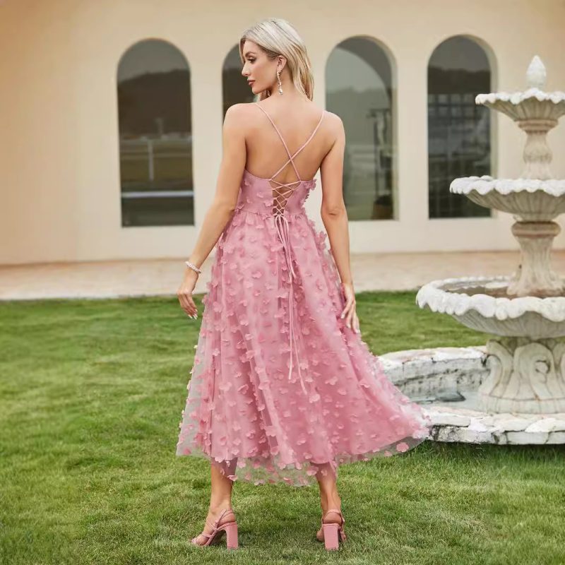Elegant Tulle Cutout Strappy Backless Dress - Image 4