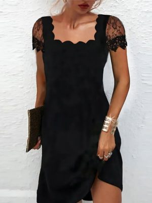 Winter Lace Short Sleeve Slim Fit Dress